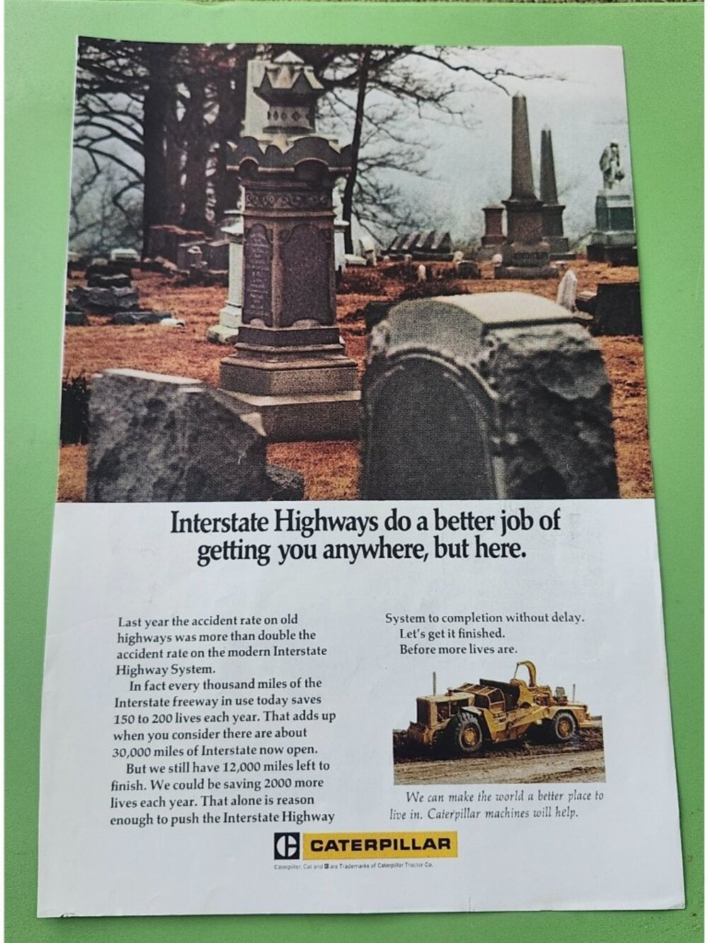 Caterpillar Interstate Highways Vintage Industry Magazine Ephemera Print Ad
